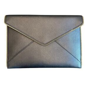 Rebecca Minkoff Leo Envelope Clutch Clean Girl Y2K It Girl Black Gold